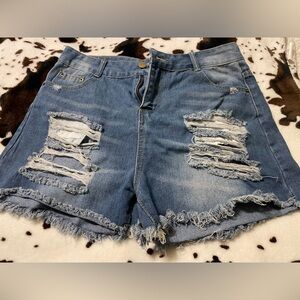 Distressed Denim Women Shorts